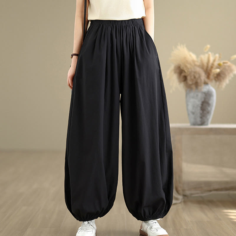 Pantalones bombachos de algodón para mujer Buddha Stones Commute Summer Plain con bolsillos - image 3