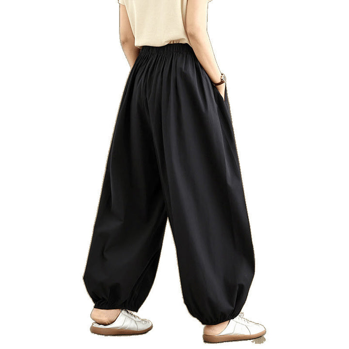 Pantalones bombachos de algodón para mujer Buddha Stones Commute Summer Plain con bolsillos - image 6