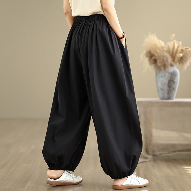 Pantalones bombachos de algodón para mujer Buddha Stones Commute Summer Plain con bolsillos - image 1