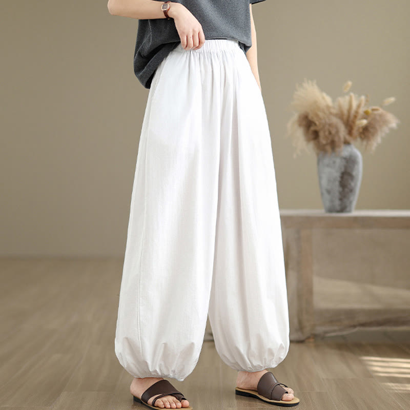 Pantalones bombachos de algodón para mujer Buddha Stones Commute Summer Plain con bolsillos - image 9