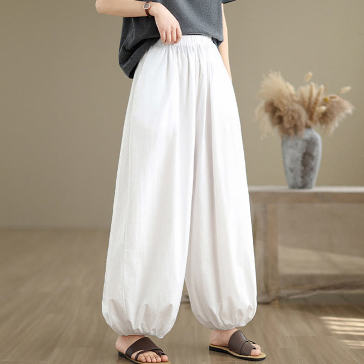 Pantalones bombachos de algodón para mujer Buddha Stones Commute Summer Plain con bolsillos - image 9