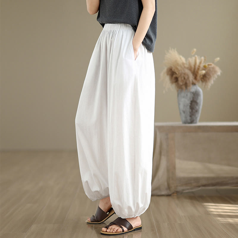 Pantalones bombachos de algodón para mujer Buddha Stones Commute Summer Plain con bolsillos - image 10