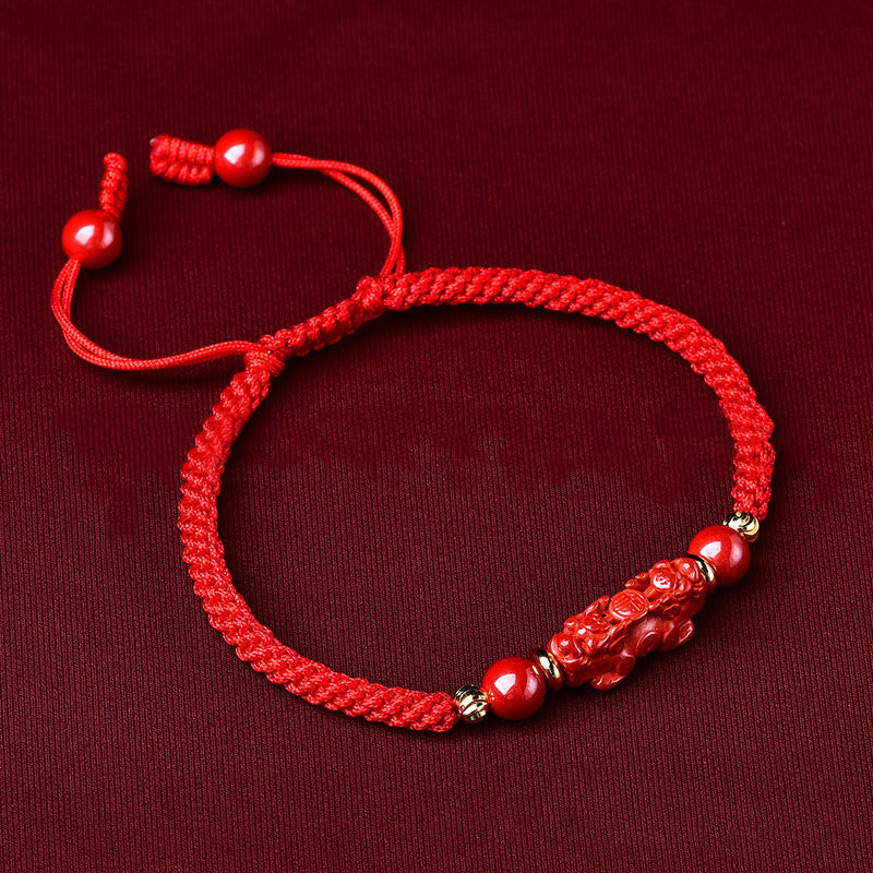 Pulsera trenzada de Pixiu, cinabrio y ruyi, hecha a mano con Buddha Stones, para la riqueza y la suerte - image 1
