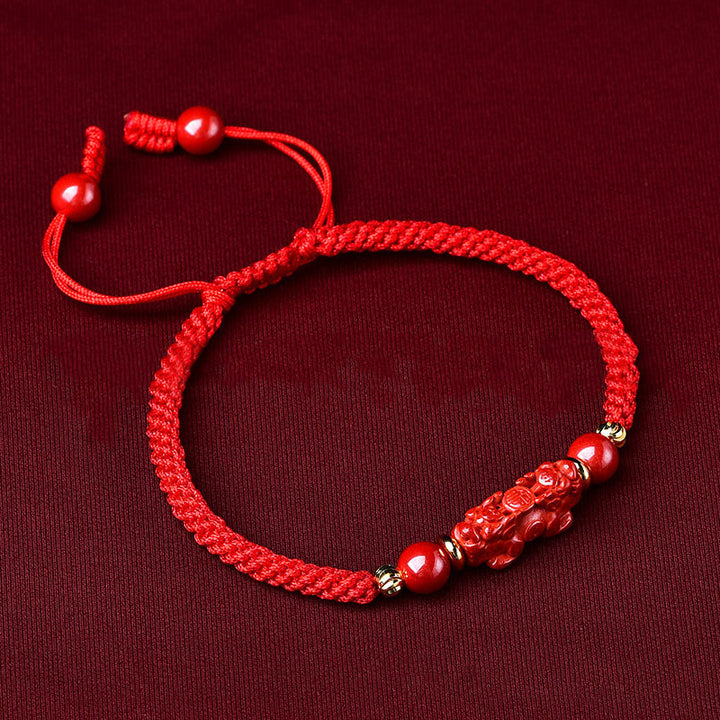 Pulsera trenzada de Pixiu, cinabrio y ruyi, hecha a mano con Buddha Stones, para la riqueza y la suerte - image 1