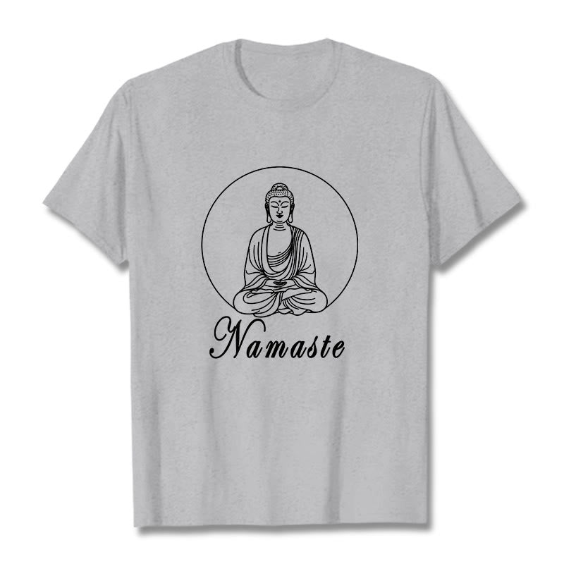 Buddha Stones NAMASTE Buda Meditando Camiseta Camiseta - Gris claro - 2XL - image 20