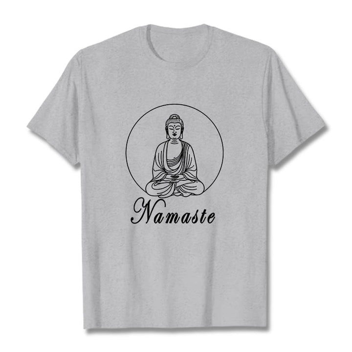 Buddha Stones NAMASTE Buda Meditando Camiseta Camiseta - Gris claro - 2XL - image 19