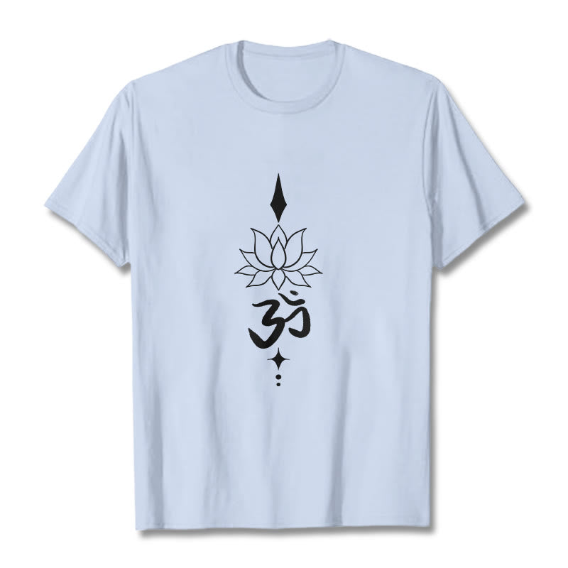 Camiseta con símbolo Om y loto de Buddha Stones - Cian claro - 2XL - image 14