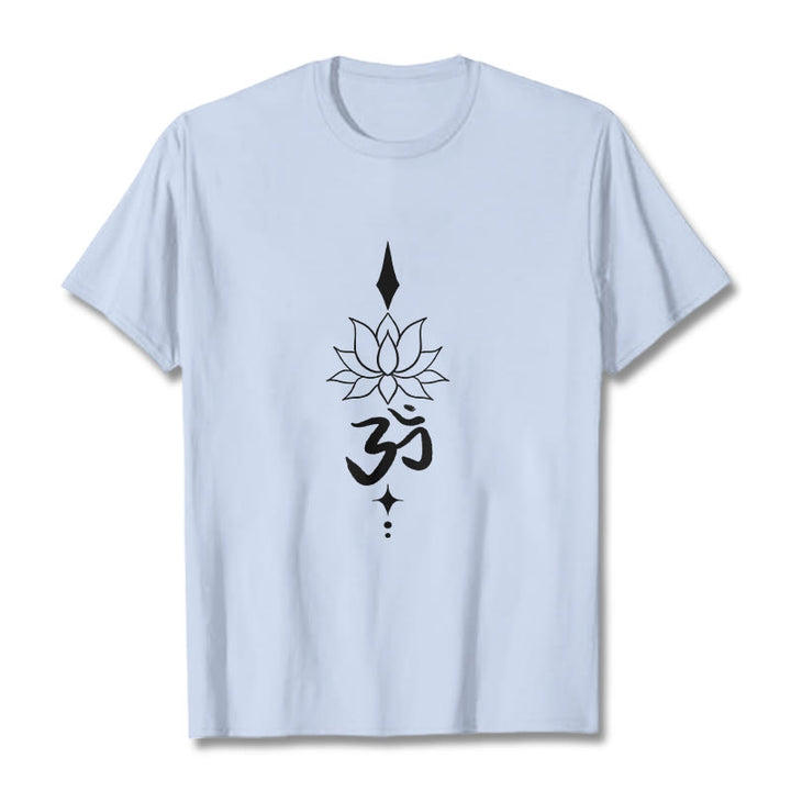 Camiseta con símbolo Om y loto de Buddha Stones - Cian claro - 2XL - image 14