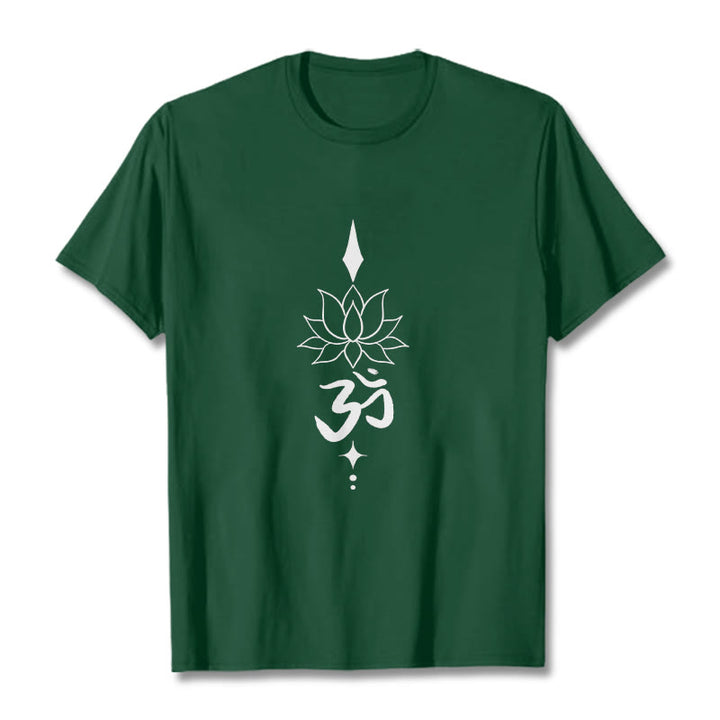 Camiseta con símbolo Om y loto de Buddha Stones - Verde bosque - 2XL - image 6
