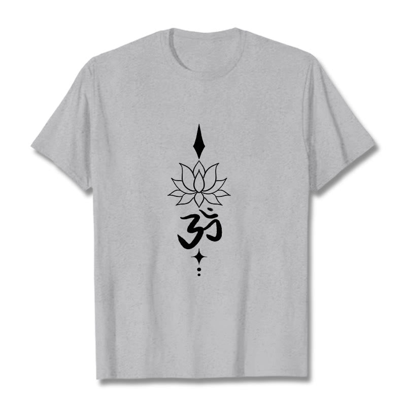 Camiseta con símbolo Om y loto de Buddha Stones - Gris claro - 2XL - image 10