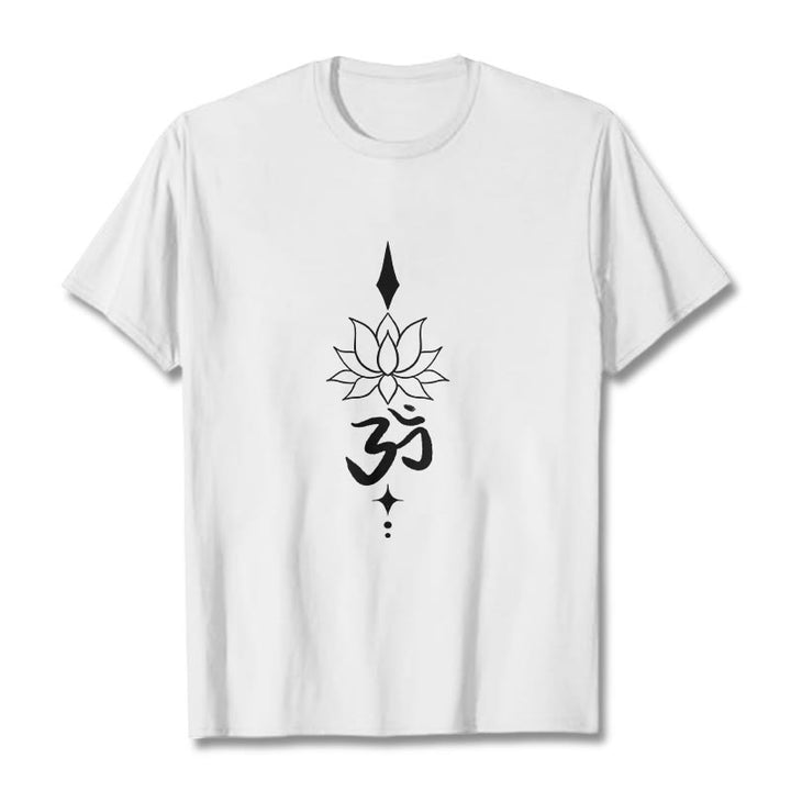 Camiseta con símbolo Om y loto de Buddha Stones - Blanco - 2XL - image 8