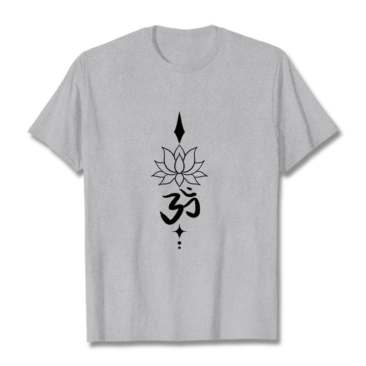 Camiseta con símbolo Om y loto de Buddha Stones - Gris claro - 2XL - image 11