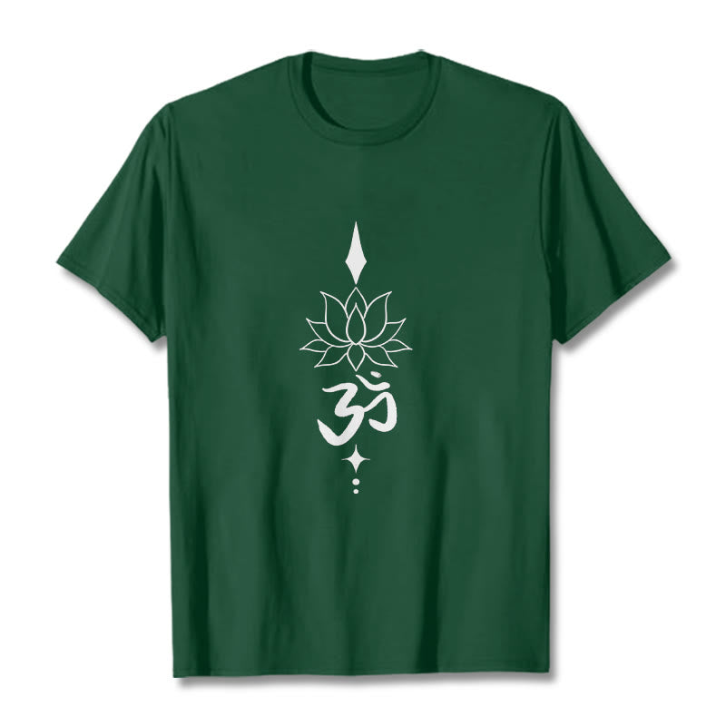 Camiseta con símbolo Om y loto de Buddha Stones - Verde bosque - 2XL - image 5