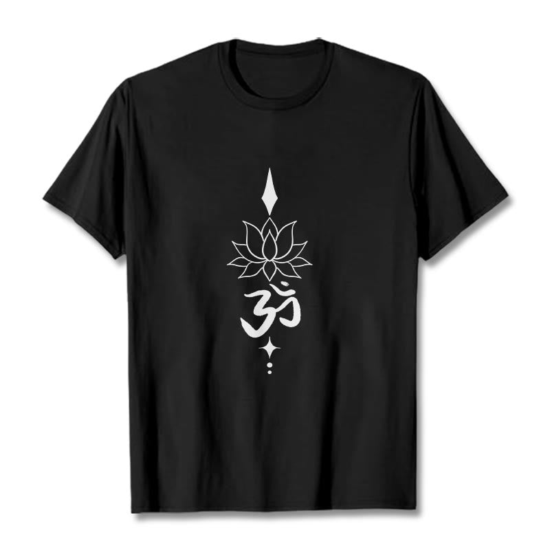 Camiseta con símbolo Om y loto de Buddha Stones - Negro - 2XL - image 1