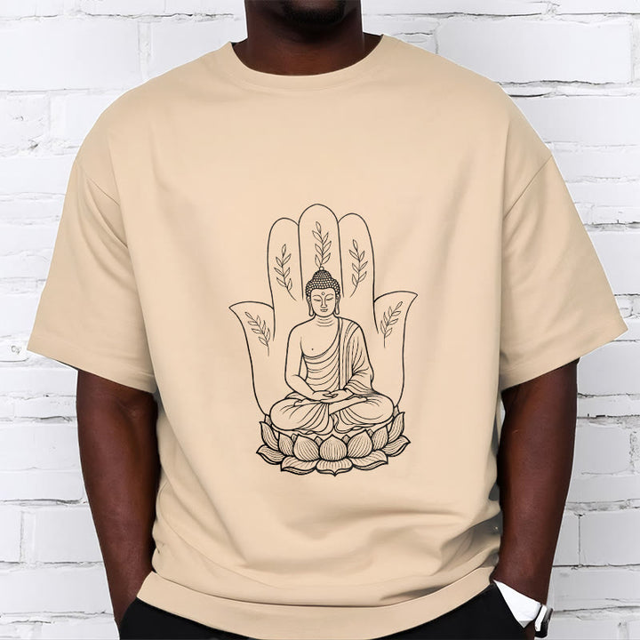 Camiseta con Buddha Stones meditando, Buda sentado, manos y hojas con base de loto - image 10