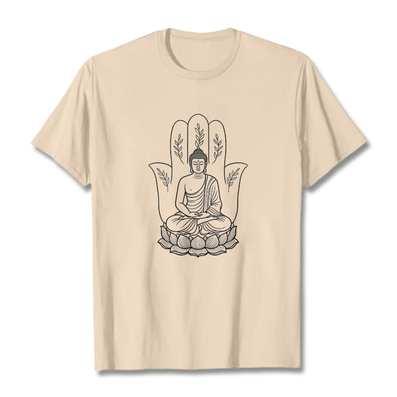 Camiseta con Buddha Stones meditando, Buda sentado, manos y hojas con base de loto - Sopa de mariscos - 2XL - image 9