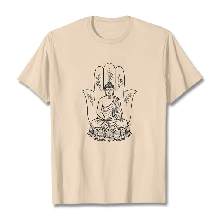 Camiseta con Buddha Stones meditando, Buda sentado, manos y hojas con base de loto - Sopa de mariscos - 2XL - image 9