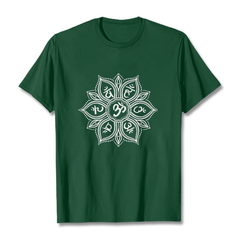 Camiseta con diseño de mandala y Buddha Stones, Om Mani Padme Hum Mantra - Verde bosque - 2XL - image 1