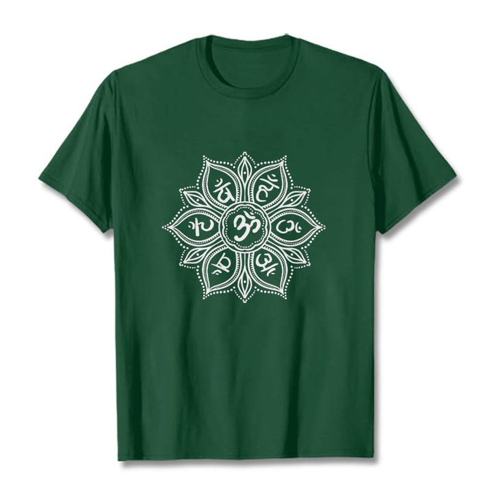 Camiseta con diseño de mandala y Buddha Stones, Om Mani Padme Hum Mantra - Verde bosque - 2XL - image 1