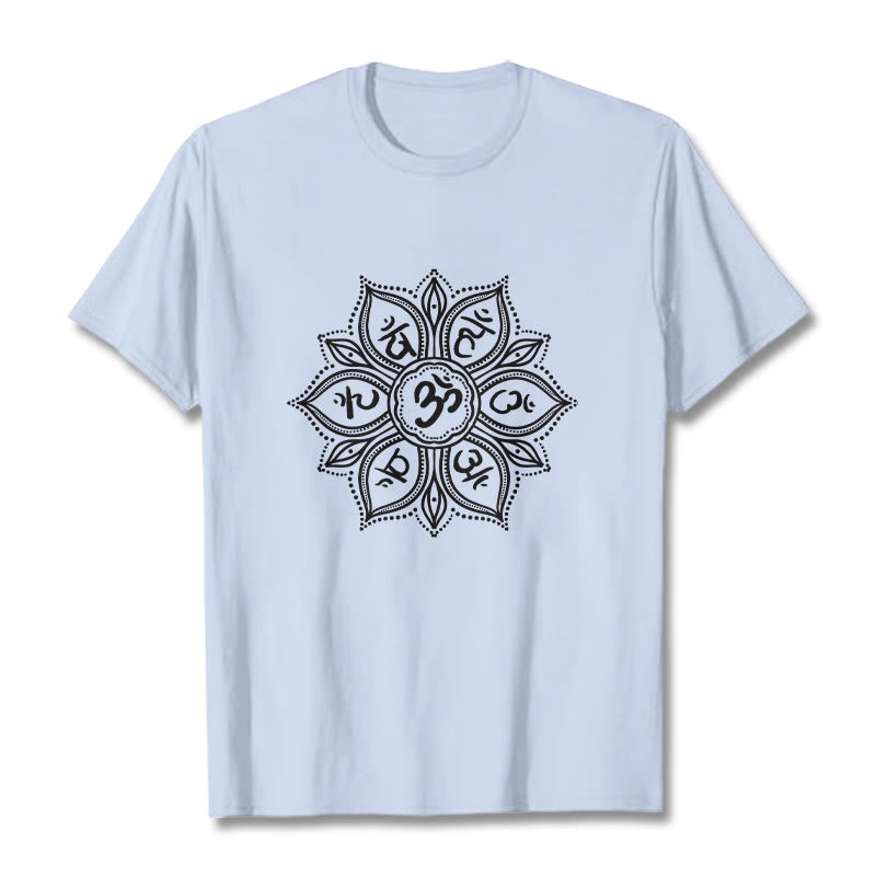 Camiseta con diseño de mandala y Buddha Stones, Om Mani Padme Hum Mantra - Cian claro - 2XL - image 18