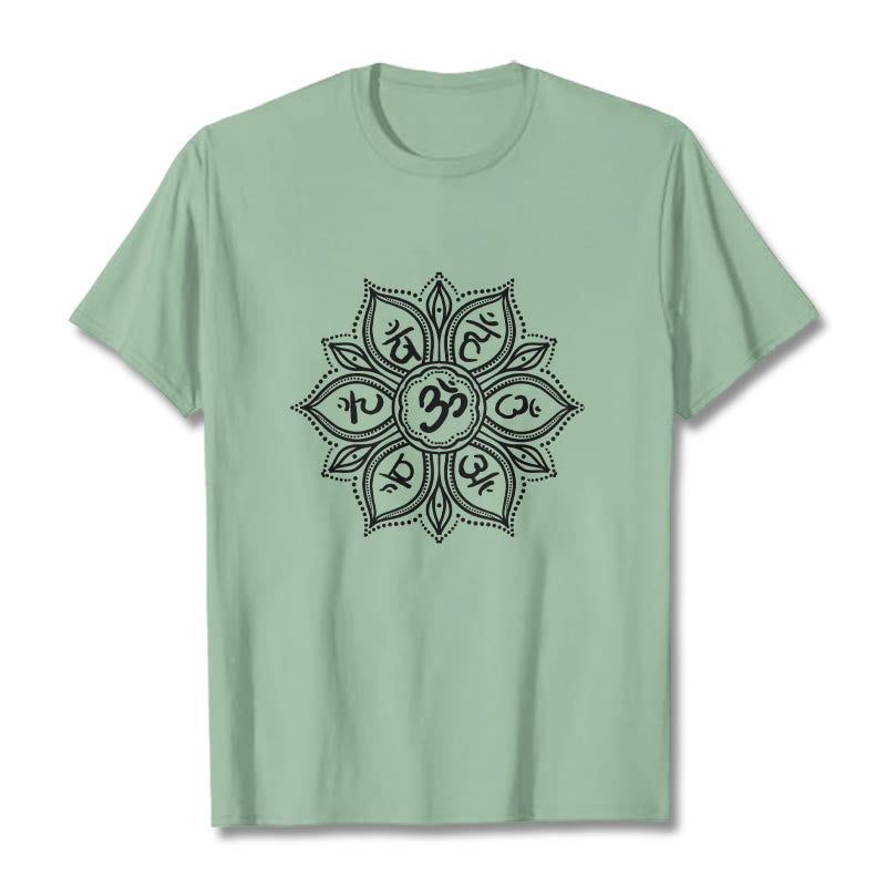 Camiseta con diseño de mandala y Buddha Stones, Om Mani Padme Hum Mantra - Verde pálido - 2XL - image 15
