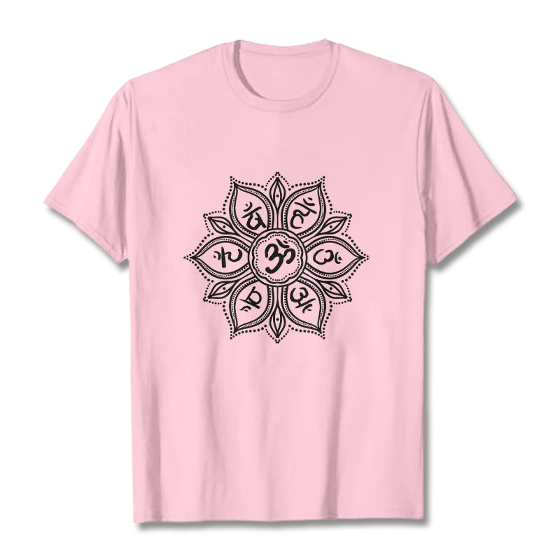 Camiseta con diseño de mandala y Buddha Stones, Om Mani Padme Hum Mantra - Rosa claro - 2XL - image 13