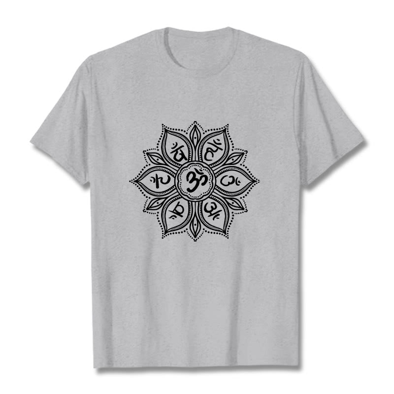 Camiseta con diseño de mandala y Buddha Stones, Om Mani Padme Hum Mantra - Gris claro - 2XL - image 20