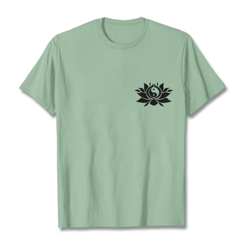 Camiseta con diseño de flor de loto y yang con Buddha Stones - Verde pálido - 2XL - image 15