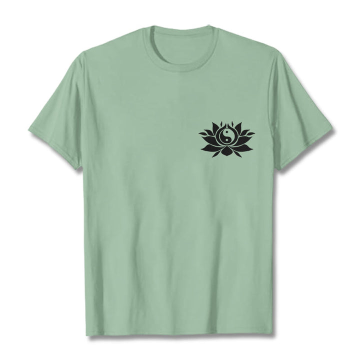 Camiseta con diseño de flor de loto y yang con Buddha Stones - Verde pálido - 2XL - image 15