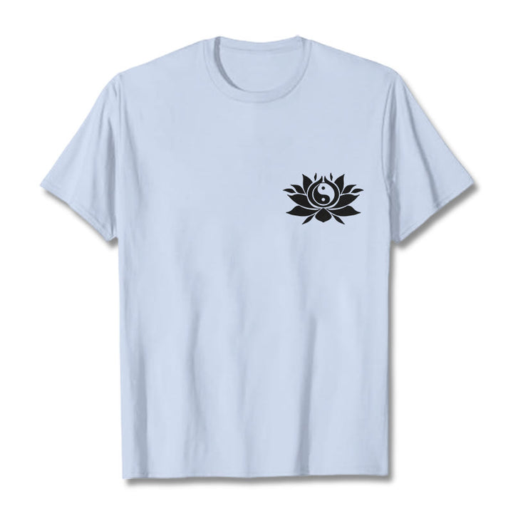Camiseta con diseño de flor de loto y yang con Buddha Stones - Cian claro - 2XL - image 12
