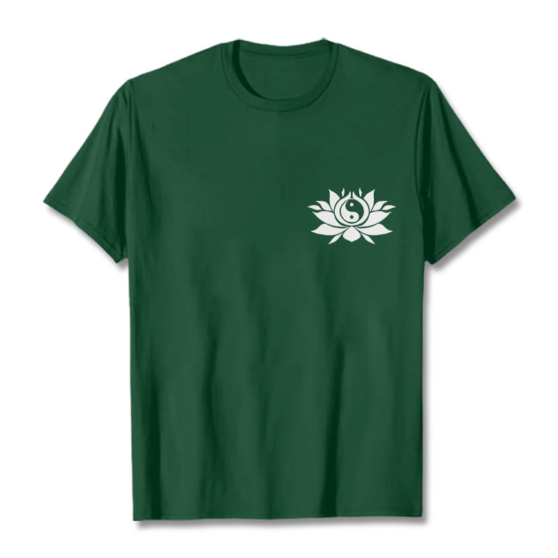 Camiseta con diseño de flor de loto y yang con Buddha Stones - Verde bosque - 2XL - image 6