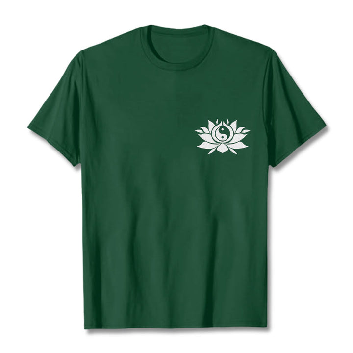 Camiseta con diseño de flor de loto y yang con Buddha Stones - Verde bosque - 2XL - image 6