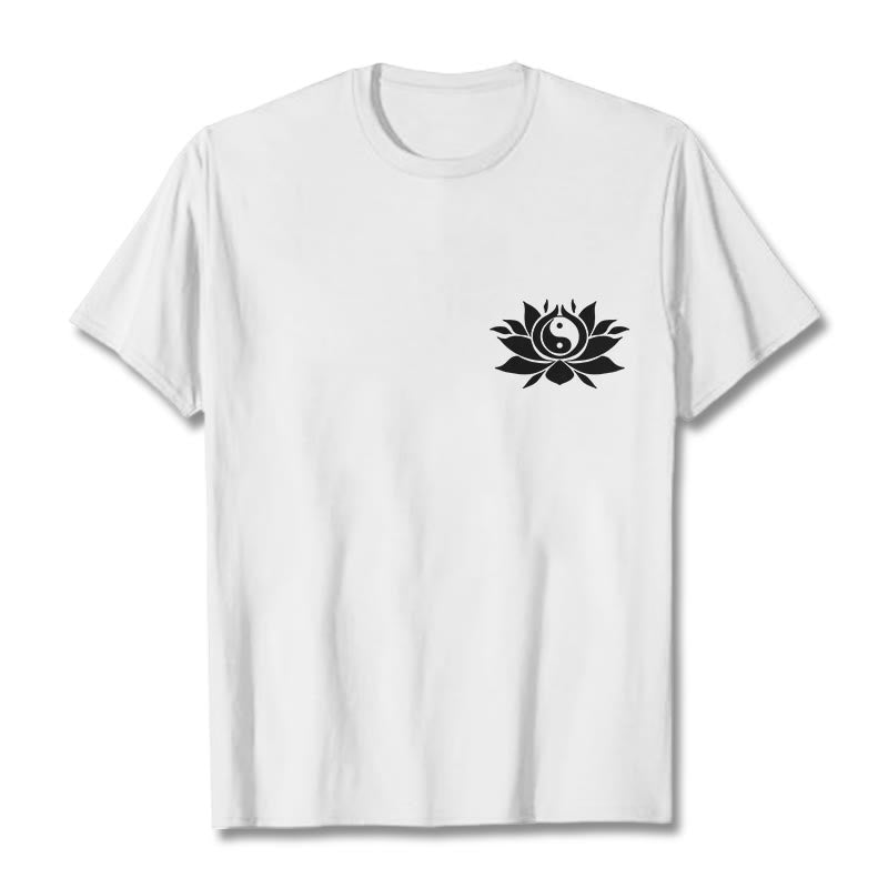 Camiseta con diseño de flor de loto y yang con Buddha Stones - Blanco - 2XL - image 8
