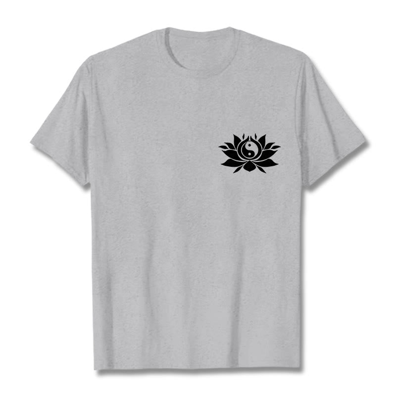 Camiseta con diseño de flor de loto y yang con Buddha Stones - Gris claro - 2XL - image 11