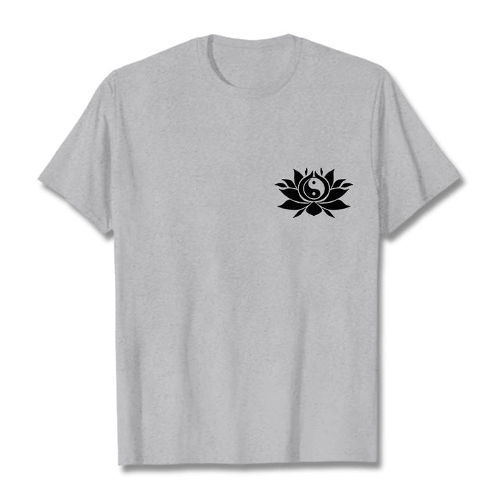 Camiseta con diseño de flor de loto y yang con Buddha Stones - Gris claro - 2XL - image 11
