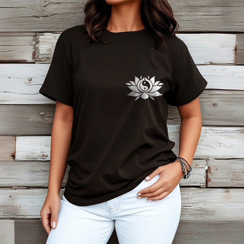 Camiseta con diseño de flor de loto y yang con Buddha Stones - image 4