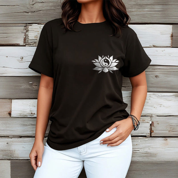 Camiseta con diseño de flor de loto y yang con Buddha Stones - image 4
