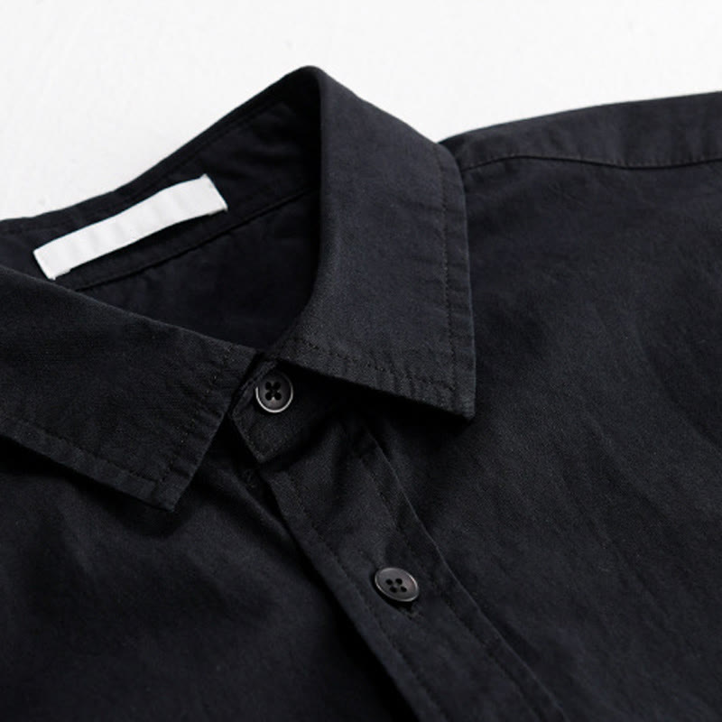 Camisa de algodón de manga corta para hombre con solapa y bolsillo, con bordado de Buddha Stones y estampado de llamas - image 12