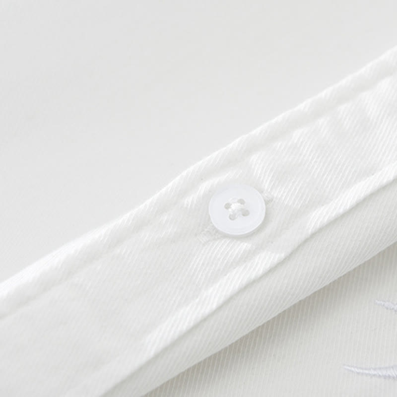 Camisa de algodón de manga corta para hombre con diseño artístico simple y bordado de bambú y Buddha Stones - image 8