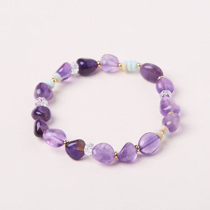Pulsera de cristal curativo blanco con piedra Shoushan de amatista irregular natural de Buddha Stones - image 3