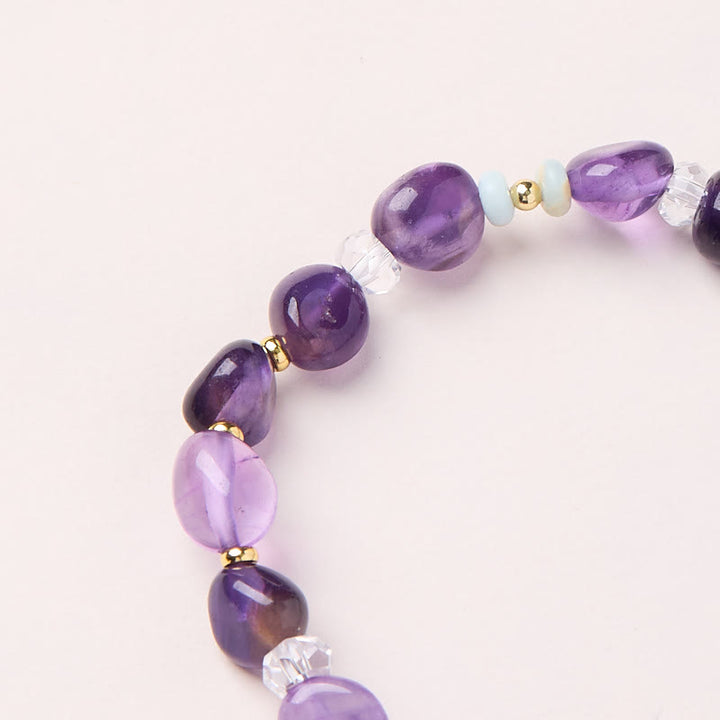 Pulsera de cristal curativo blanco con piedra Shoushan de amatista irregular natural de Buddha Stones - image 4