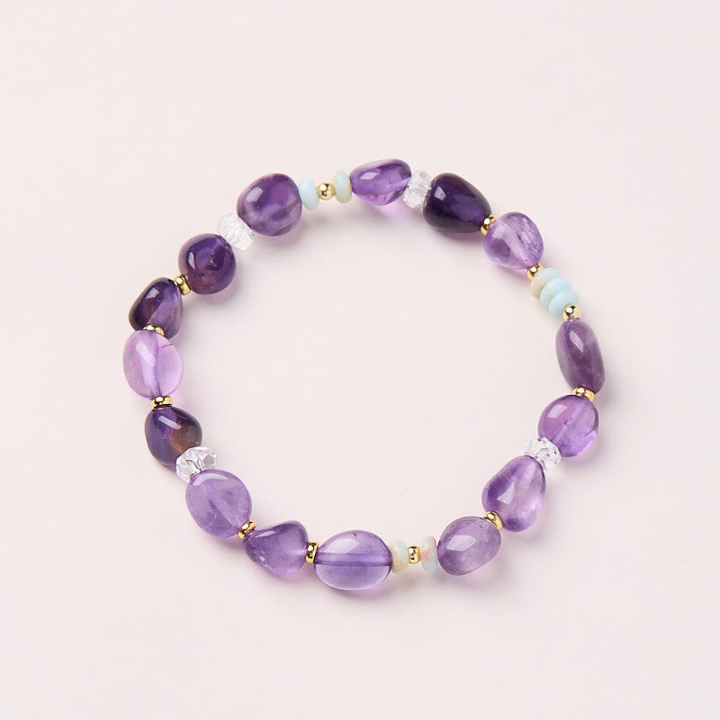 Pulsera de cristal curativo blanco con piedra Shoushan de amatista irregular natural de Buddha Stones - image 2