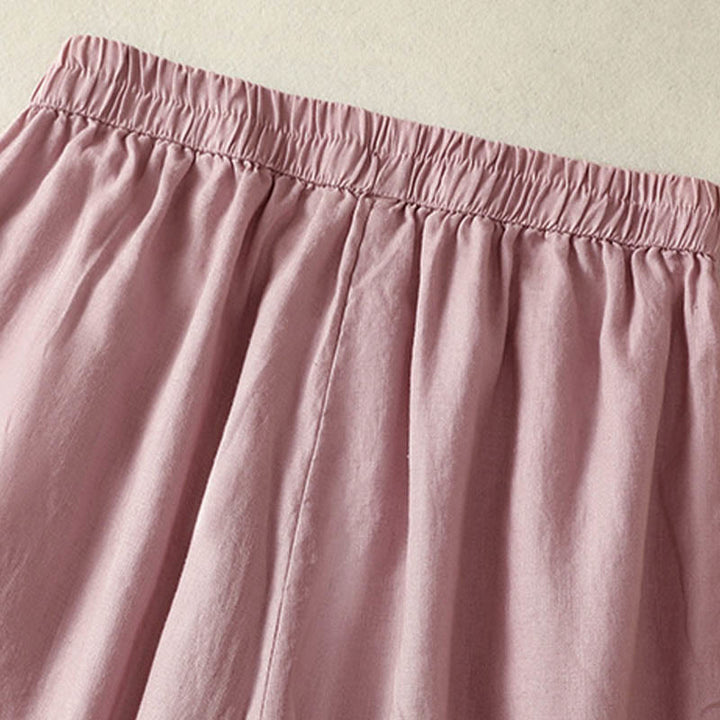 Pantalones harén de lino y algodón para mujer, informales, con diseño de encaje lateral, de Buddha Stones, de largo 7-8 y bolsillos - image 12
