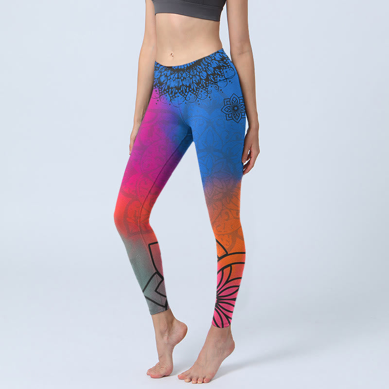 Leggings de yoga para mujer con estampado de mandala, flores, rosas, rojas y azules , de Buddha Stones - Magenta - US18，UK/AU22，EU50 (4XL) - image 1