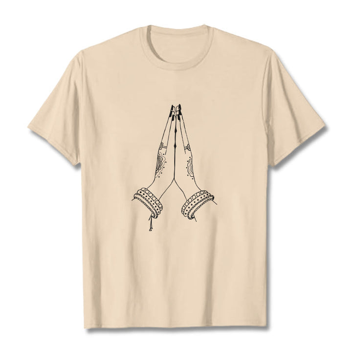 Camiseta con diseño de oración de manos unidas con Buddha Stones - Sopa de mariscos - 2XL - image 11