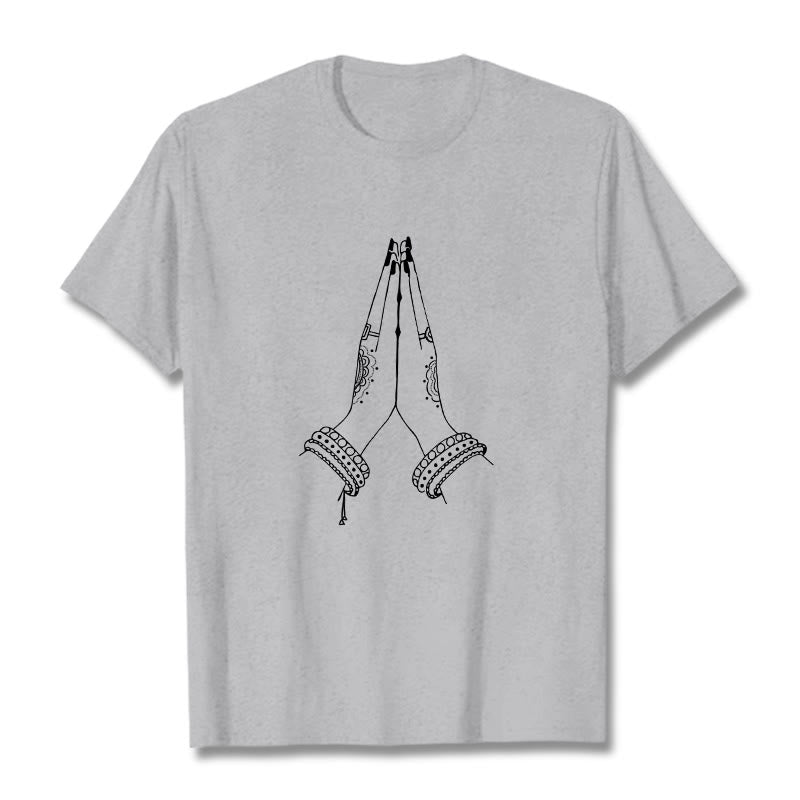 Camiseta con diseño de oración de manos unidas con Buddha Stones - Gris claro - 2XL - image 20
