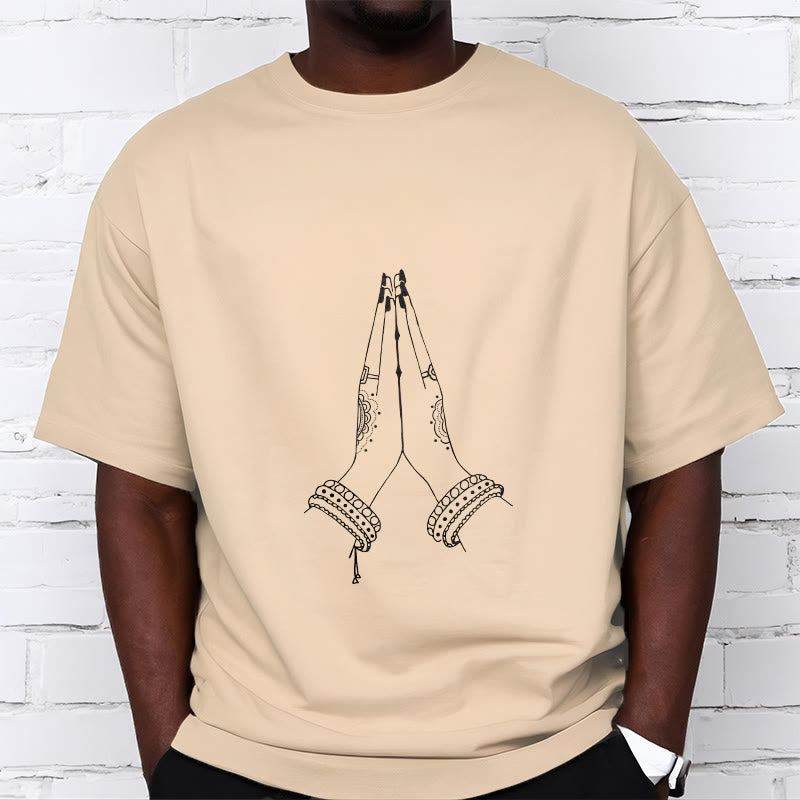 Camiseta con diseño de oración de manos unidas con Buddha Stones - image 11