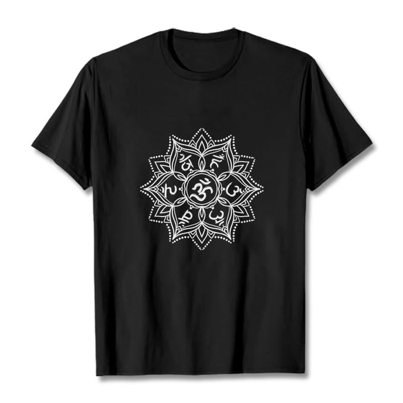 Camiseta con Buddha Stones, Mandala, flor, Om Mani Padme Hum, Mantra sánscrito - Negro - 2XL - image 6