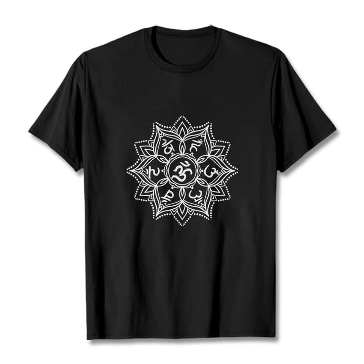 Camiseta con Buddha Stones, Mandala, flor, Om Mani Padme Hum, Mantra sánscrito - Negro - 2XL - image 6