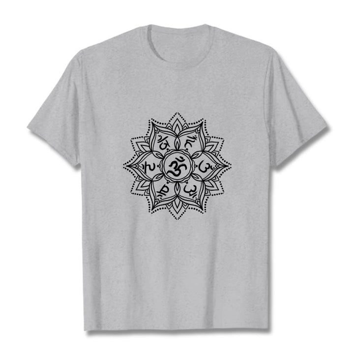 Camiseta con Buddha Stones, Mandala, flor, Om Mani Padme Hum, Mantra sánscrito - Gris claro - 2XL - image 20